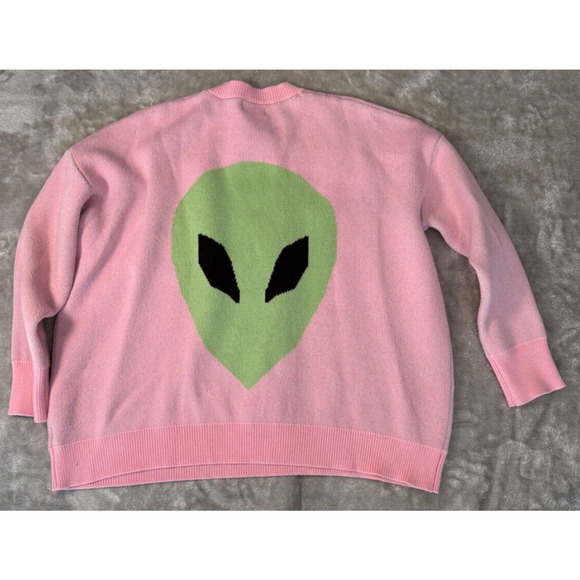 Dressed in LALA Pink Be Yourself Alien Oversized Sweater Womens Size S/M - Picture 2 of 7